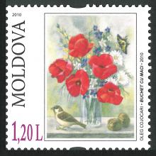 MP0737 "Artă. Natură statică. Buchete de flori." /"Buchet de maci. 2010." Pictor: Oleg Cojocari./