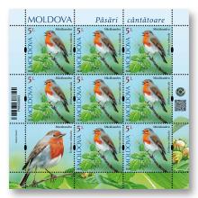 MP1417 „Păsări cântătoare din arealul Moldovei” (coala „Măcăleandru. Erithacus rubecula.”)